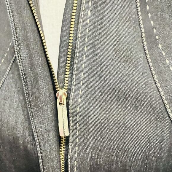 Adrienne Vittadini Studio Women’s Jacket Black Denim Stitched Gold Accent Size 4 - Picture 3 of 8